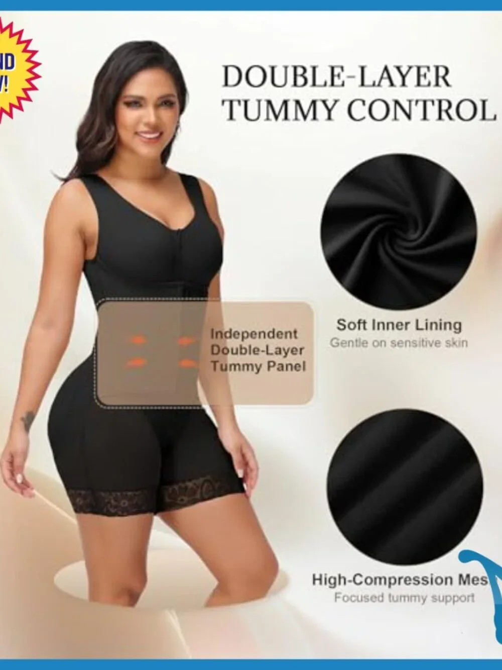 High Compression Full Body Shaper with Built-in Bra and Tummy Control
